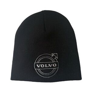 Volvo Black Knit Beanie Hat Embroidered Logo Cameo 70% Acrylic 30% Wool OSFA